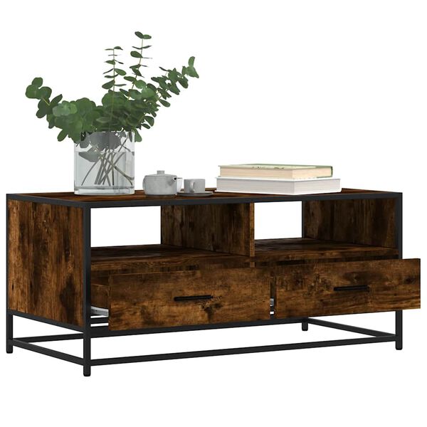 vidaXL Couchtisch R&auml;uchereiche 100x50x45 cm Holzwerkstoff und Metall