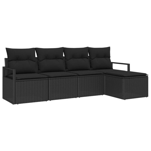 vidaXL Garten-Sofa-Set 5 pcs Schwarz Poly Rattan
