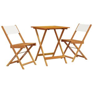 vidaXL 3-tlg. Bistro-Set Cremewei&szlig; Stoff und Massivholz