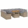 vidaXL 10-tlg. Garten-Sofagarnitur mit Kissen Beige Poly Rattan