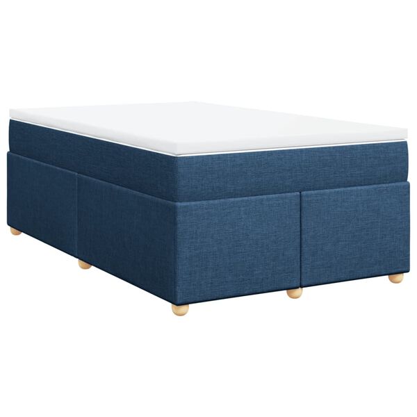 vidaXL Boxspringbett mit Matratze Blau 120x200 cm Stoff