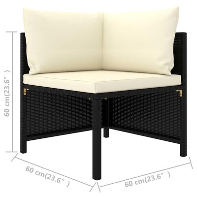 vidaXL 4-Sitzer-Gartensofa mit Auflagen Schwarz Poly Rattan