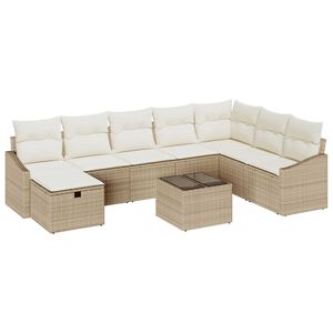 vidaXL Gartensofa-set mit Kissen mit Speicher 9 pcs Poly-Rattan