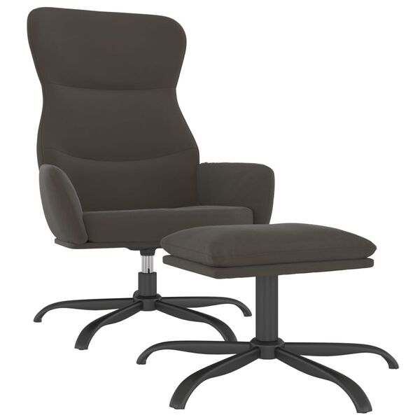 vidaXL Relaxsessel mit Hocker Dunkelgrau Mikrofasergewebe