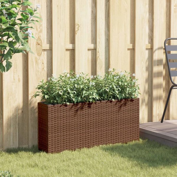 vidaXL Hochbeet mit 2 F&auml;chern Braun 90x20x40 cm Poly Rattan