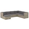 vidaXL 7-tlg. Garten-Lounge-Set mit Kissen Grau Poly Rattan