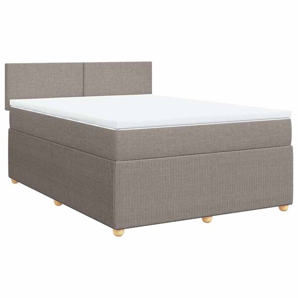vidaXL Boxspringbett mit Matratze Taupe 140x200 cm Stoff
