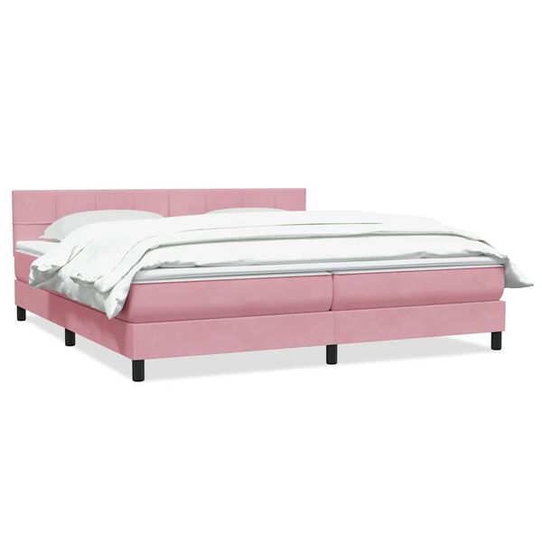 vidaXL Boxspringbett mit Matratze Rosa 180x220 cm Samt