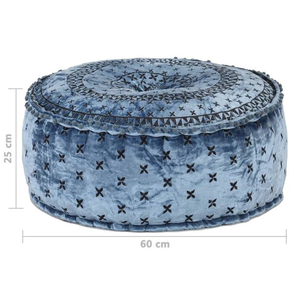 vidaXL Pouf mit Stickerei Rund Samt 60&times;25 cm Blau