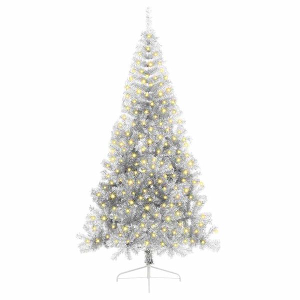 vidaXL K&uuml;nstlicher vorbeleuchteter Weihnachtsbaum Silber 240 cm PET
