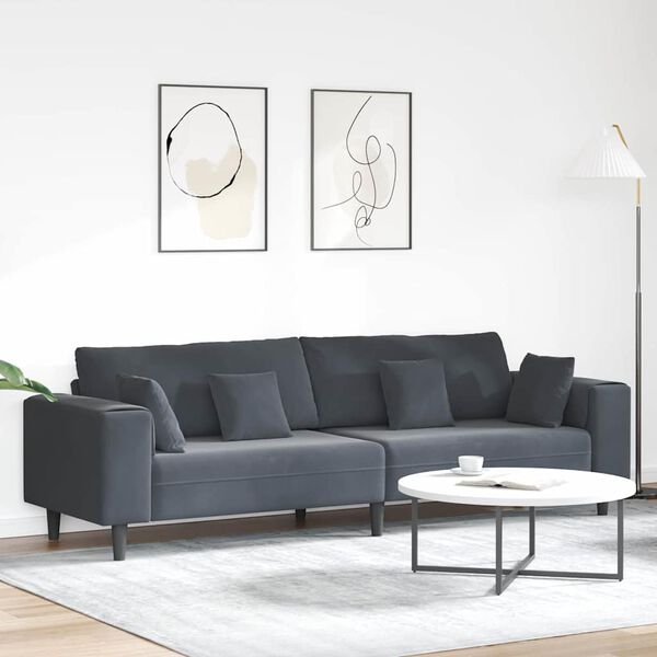 vidaXL Sofa mit Kissen Dunkelgrau 250 x 77 x 76 cm Samt