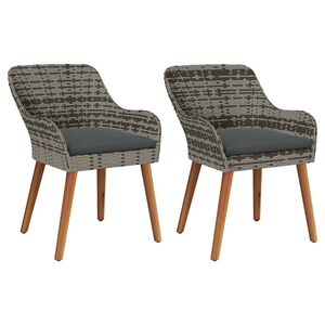 vidaXL Gartenstuhl 2 stk. Grau Poly-Rattan