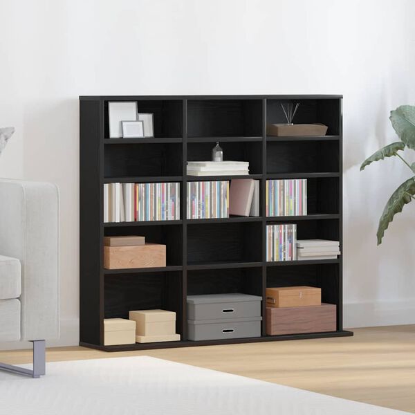 vidaXL CD-Schrank Schwarz Eichen-Optik 100x23x89,5 cm Holzwerkstoff