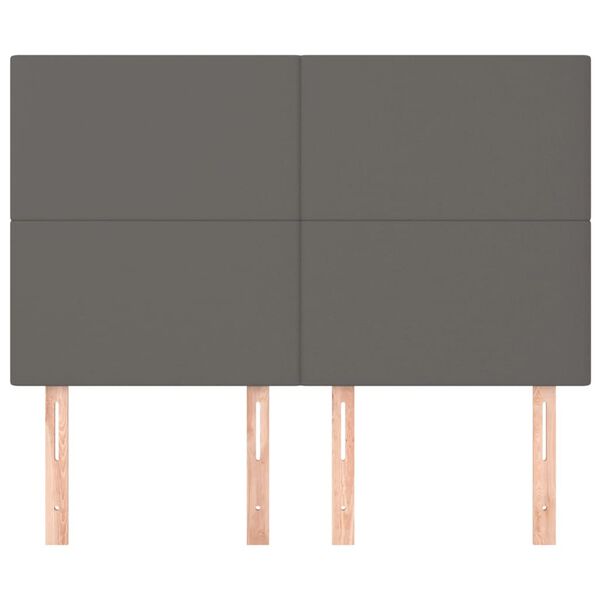 vidaXL Kopfteil Grau 144x5x118/128 cm Kunstleder