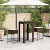 vidaXL 3-tlg. Gartenbar-Set mit Kissen Braun Poly Rattan