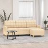 vidaXL 3-Sitzer-Sofa mit Hocker Creme 180 cm Stoff