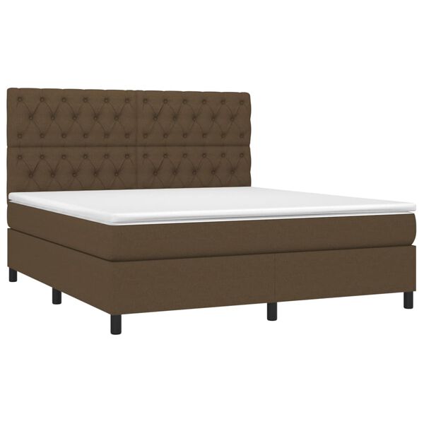 vidaXL Boxspringbett mit Matratze & LED Dunkelbraun 160x200 cm Stoff