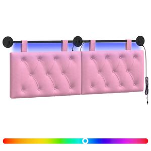 vidaXL H&auml;ngendes Kopfteil Mit LED Licht Rosa Stoff
