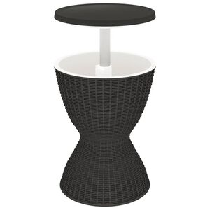 vidaXL 3-in-1 Tisch mit Eisk&uuml;hler Schwarz Polypropylen