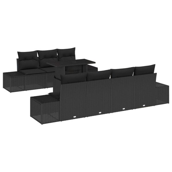 vidaXL Gartensofa-set mit Kissen 8 pcs Schwarz