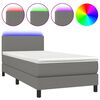 vidaXL Boxspringbett mit Matratze & LED Dunkelgrau 100x200 cm Stoff