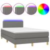 vidaXL Boxspringbett mit Matratze & LED Dunkelgrau 120x200 cm Stoff