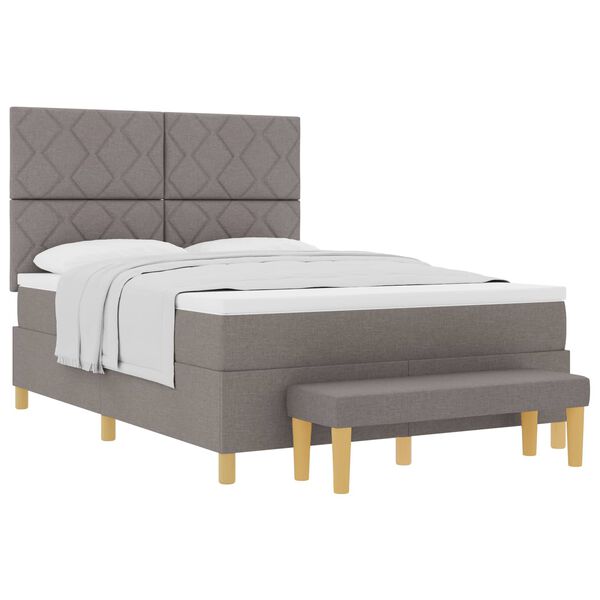 vidaXL Boxspringbett mit Matratze Taupe 160 x 200 cm Stoff