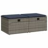 vidaXL 2-tlg. Garten-Sofagarnitur mit Kissen Grau Poly Rattan Akazie