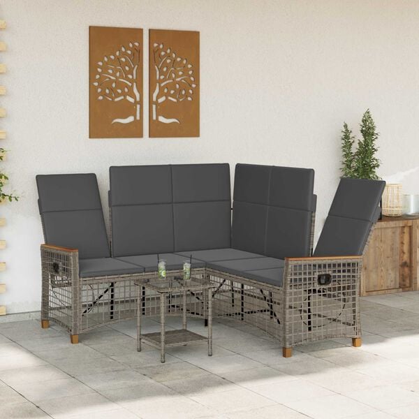 vidaXL Garten Liegesofa Set Grau und Dunkelgrau 164 x 164 x 112 cm