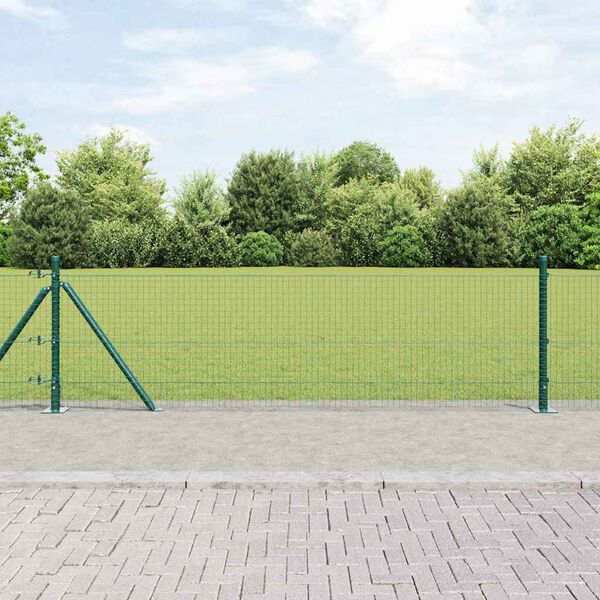 vidaXL Zaunpfosten Gr&uuml;n 10 x 0,5 m (25 x 25 mm Netz) Stahl