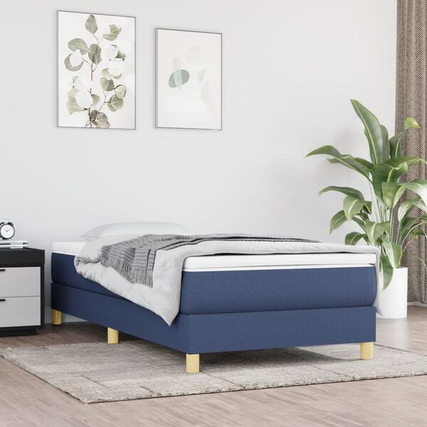 vidaXL Boxspringbettgestell Blau 90x190 cm Stoff