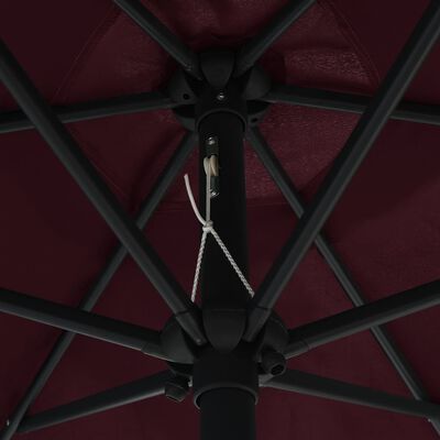 vidaXL Sonnenschirm mit Aluminium-Mast 270 x 246 cm Bordeauxrot