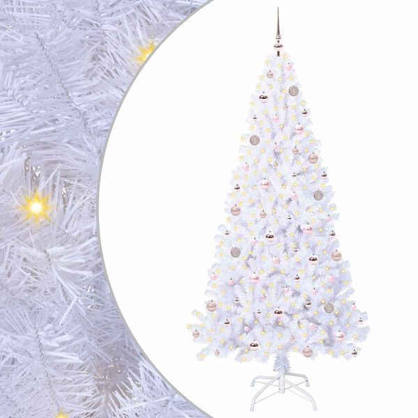 vidaXL K&uuml;nstlicher Weihnachtsbaum Wei&szlig; 210 cm PVC und Stahl
