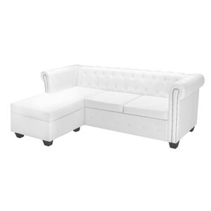 vidaXL Chesterfield-Sofa L-Form Kunstleder Wei&szlig;