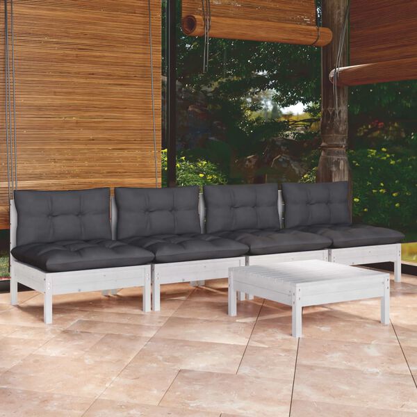 vidaXL 5-tlg. Garten-Lounge-Set mit Anthrazit Kissen Kiefernholz