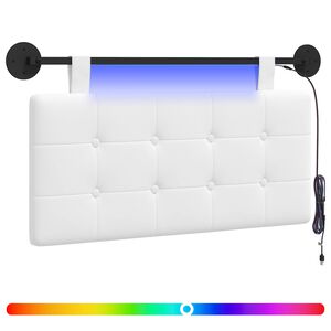 vidaXL H&auml;ngendes Kopfteil Mit LED Licht Wei&szlig; Stoff