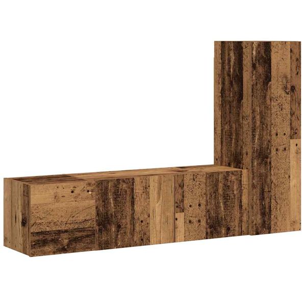 vidaXL TV-Wandschränke 3 Stk. Altholz-Optik Holzwerkstoff