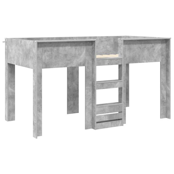 vidaXL Etagenbett f&uuml;r Kinder Beton Grau 100 x 200 cm Holzwerkstoff