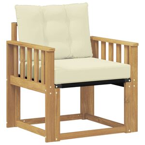 vidaXL Outdoor-Sofa Massives Akazienholz und Textilene Wei&szlig;