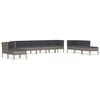 vidaXL 10-tlg. Garten-Lounge-Set mit Auflagen Poly Rattan Grau