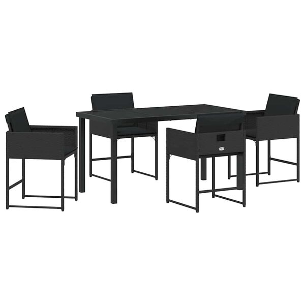 vidaXL Garten Essgruppe 5 pcs Schwarz Poly-Rattan