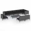 vidaXL 10-tlg. Garten-Lounge-Set mit Kissen Poly Rattan Dunkelgrau