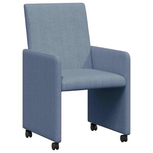 vidaXL Esszimmerst&uuml;hle mit Rollen 2 pcs Blau 57 x 66 x 94 cm Cordstoff