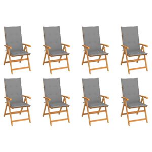vidaXL Verstellbare Gartenst&uuml;hle mit Auflagen 8 Stk. Massivholz Teak