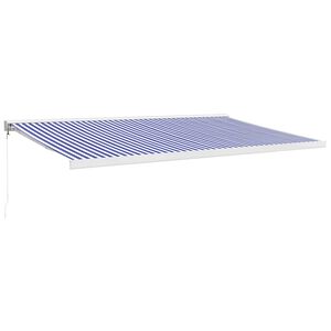 vidaXL Markise Einziehbar Blau und Wei&szlig; 5x3 m Stoff und Aluminium