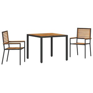 vidaXL Garten Essgruppe 3 stk. Schwarz und Braun Poly-Rattan