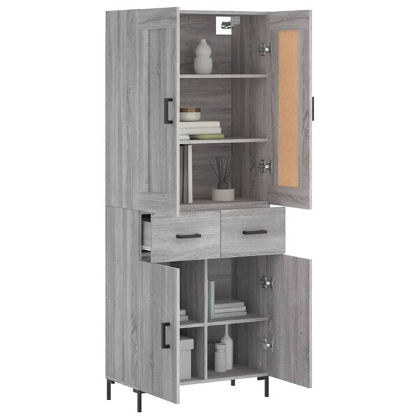 vidaXL Highboard Grau Sonoma 69,5x34x180 cm Holzwerkstoff