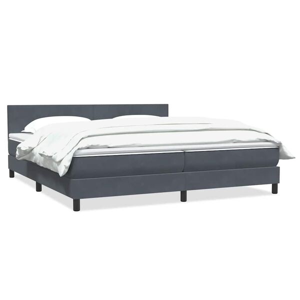 vidaXL Boxspringbett mit Matratze Dunkelgrau 180x220 cm Samt