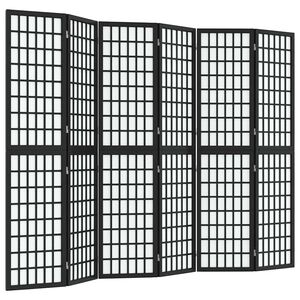 vidaXL 6-tlg. Paravent Japanischer Stil Faltbar 240x170 cm Schwarz