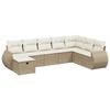 vidaXL 8-tlg. Garten-Sofagarnitur mit Kissen Beige Poly Rattan